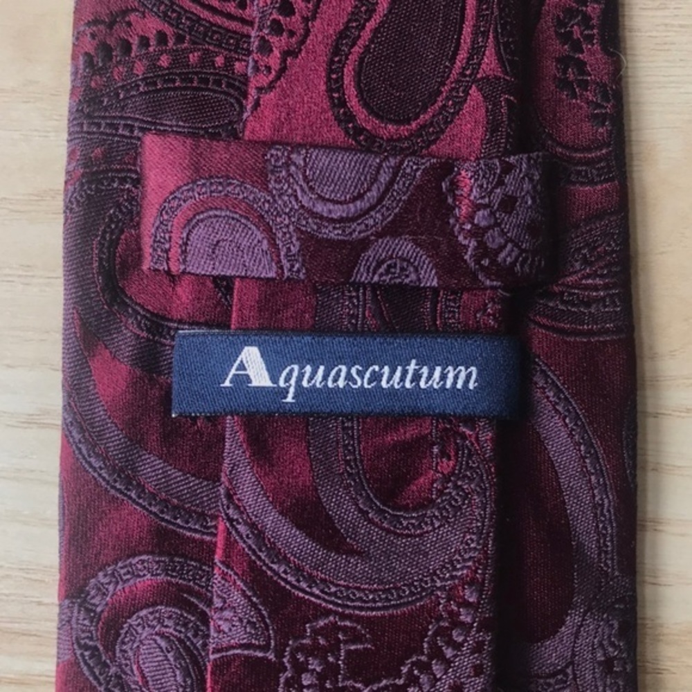 Aquascutum Maroon Paisley Silk Tie